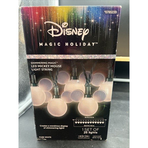 Disney Other - Disney Shimmering Magic Light String, Pure White, 25 ct & 24 ft Lighted Led